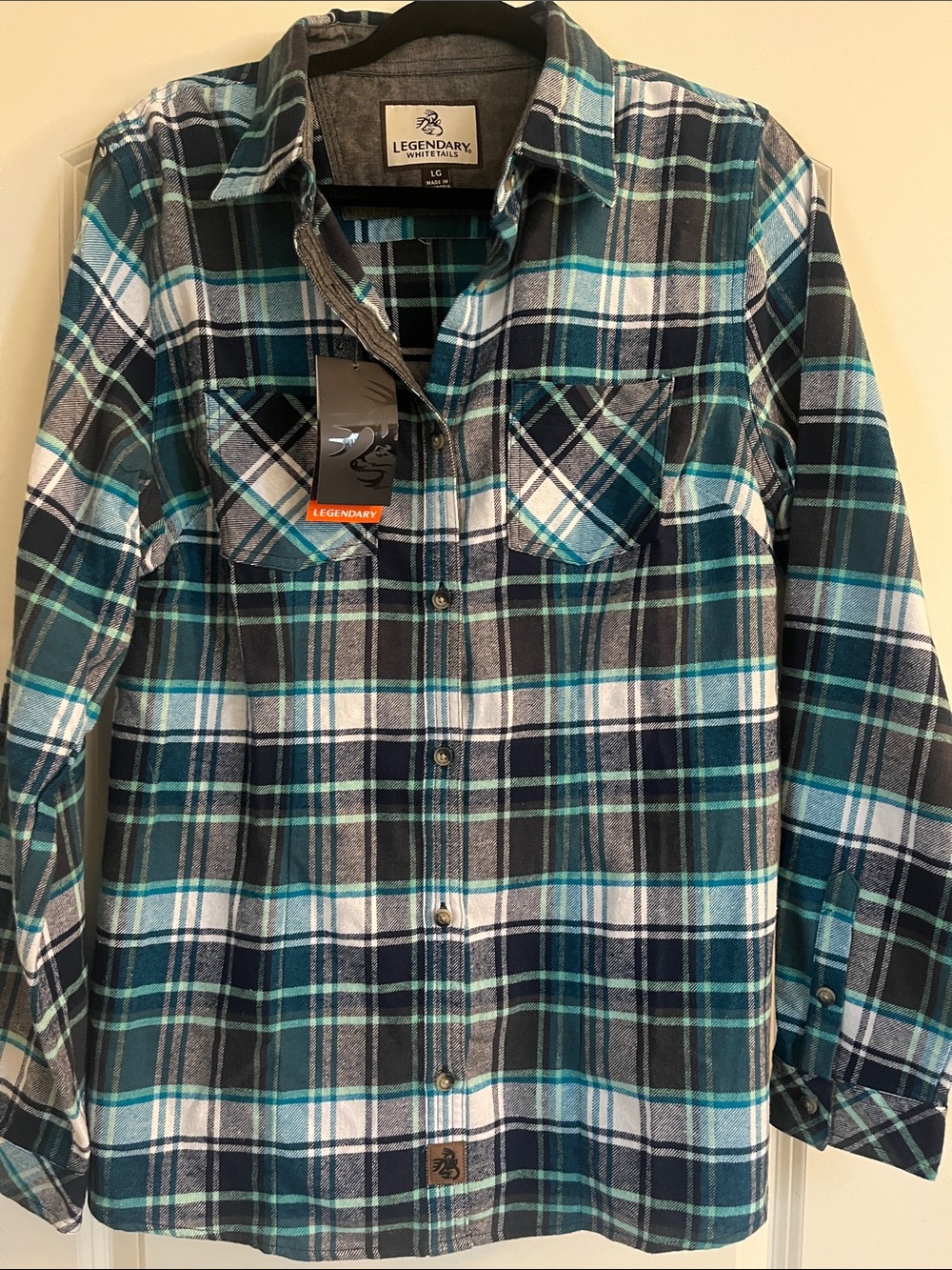 Women’s Legendary Whitetails Teal Turquoise Plaid Western Shirt NEW Size L Large